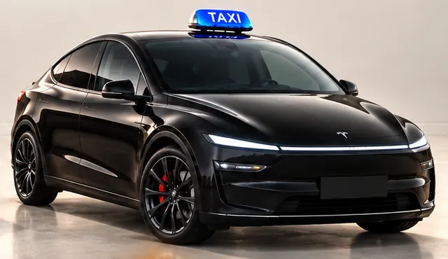 Tesla Model Y noire avec lumineux taxi, Sancy Taxi Maryline
